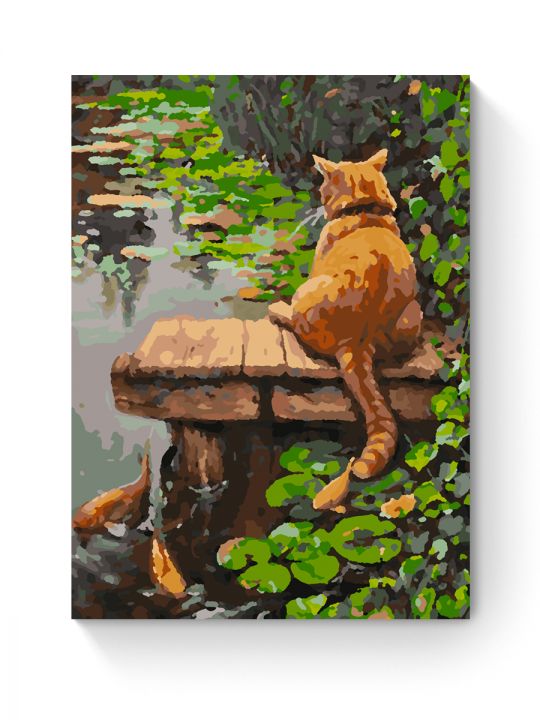 Картина по номерам на подрамнике «Котик рыболов» 40x30 см