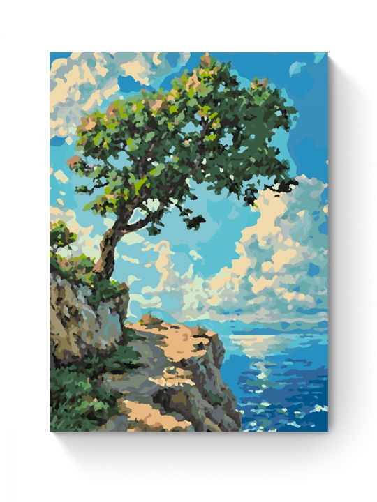 Картина по номерам на подрамнике «Дуб на скале» 40x30 см