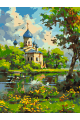 Картина по номерам на подрамнике «Храм у реки» 50x40 см