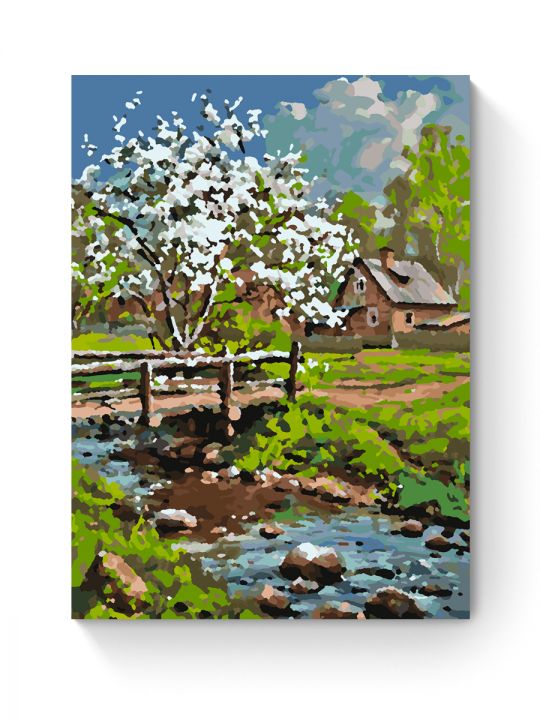 Картина по номерам на подрамнике «Весеннее село» 40x30 см