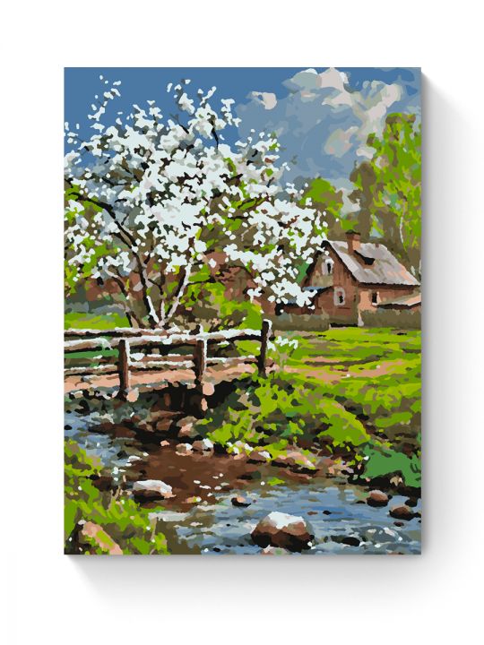 Картина по номерам на подрамнике «Весеннее село» 50x40 см