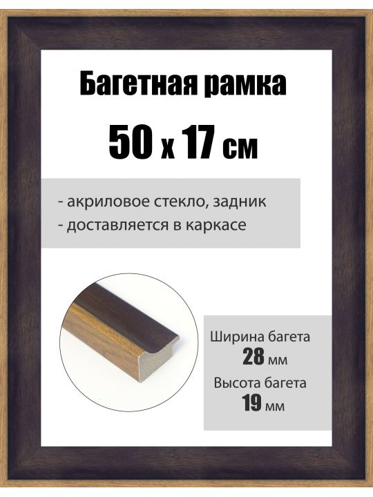 Рамка багетная для картин со стеклом 50 x 17 см, РБ-235