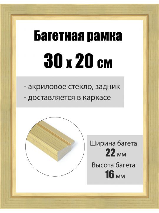 Рамка багетная для картин со стеклом 30 x 20 см, РБ-242