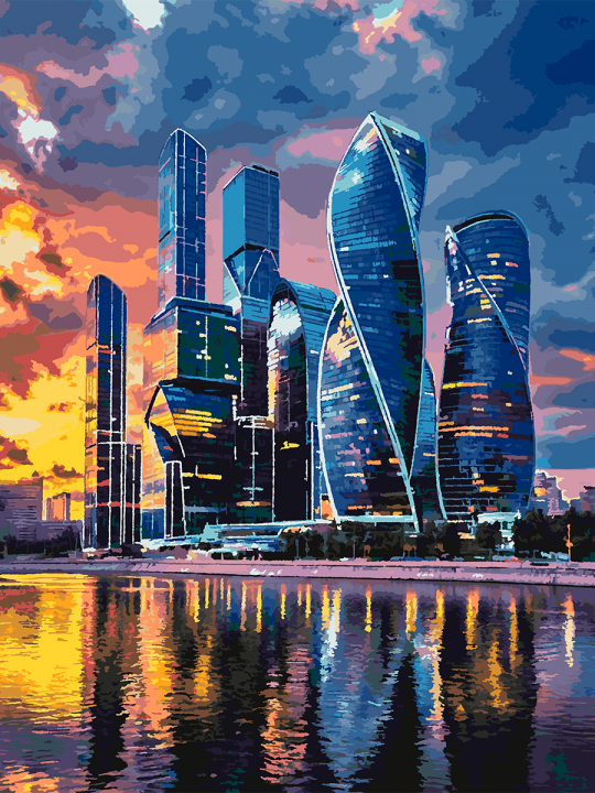 Картина по номерам без подрамника «Мегаполис» 130x100 см