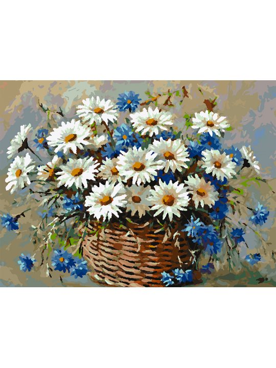 Картина по номерам без подрамника «Ромашки» 50x40 см