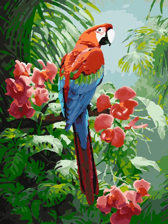 Картина по номерам без подрамника «Попугаи ара» 40x30 см