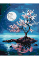 Картина по номерам без подрамника «Луна и сакура» 40x30 см
