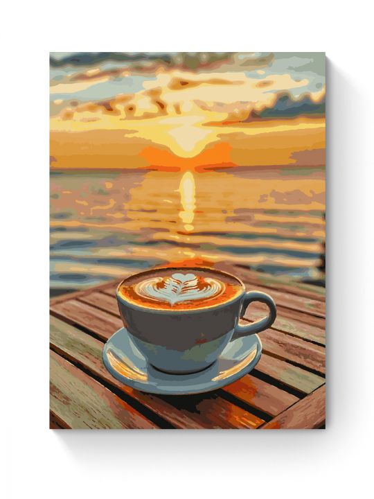 Картина по номерам на подрамнике «Кофе и море» 80x60 см