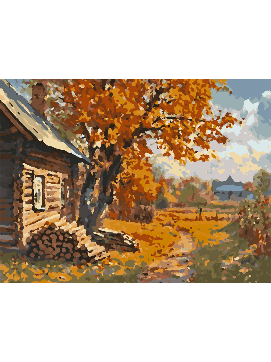 Картина по номерам без подрамника «Осень в селе» 40x30 см