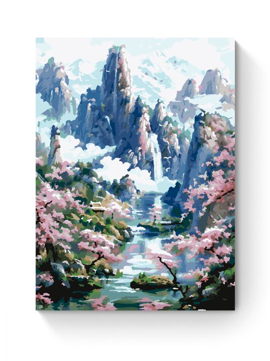Картина по номерам на подрамнике «Сакура и горы» 35x25 см Картина по номерам на подрамнике «Сакура и горы» 35x25 см