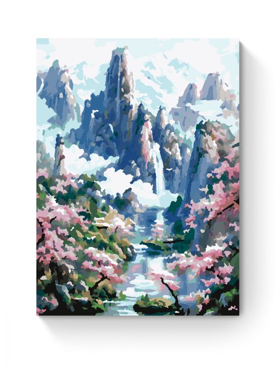 Картина по номерам на подрамнике «Сакура и горы» 25x20 см Картина по номерам на подрамнике «Сакура и горы» 25x20 см