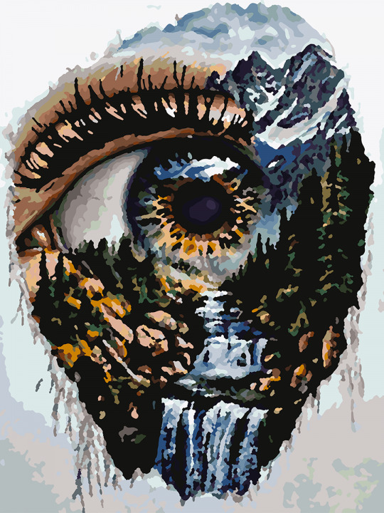 Картина по номерам без подрамника «Взгляд на мир» 40x30 см