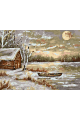 Картина по номерам без подрамника «Домик у реки» 40x30 см