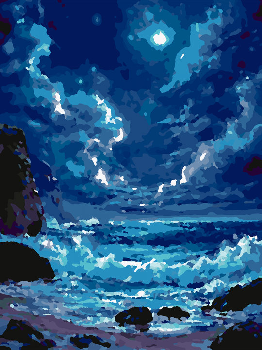 Картина по номерам без подрамника «Ночное море» 40x30 см