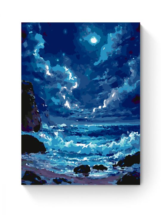 Картина по номерам на подрамнике «Ночное море» 40x30 см