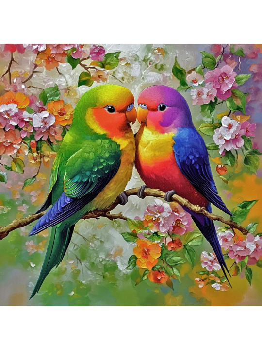 Алмазная мозаика без подрамника «Попугаи» 40x40 см