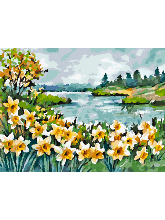 Картина по номерам без подрамника «Нарциссы» 25x20 см