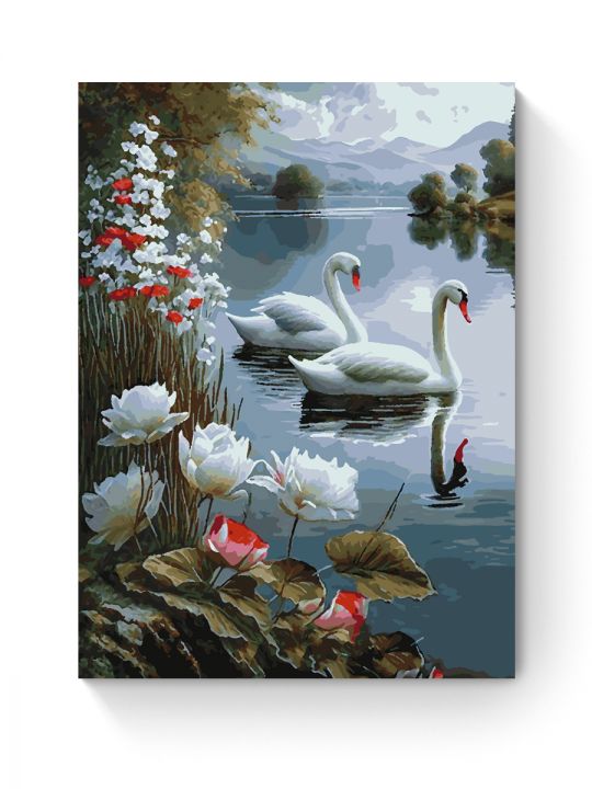 Картина по номерам на подрамнике «Лебеди» 80x60 см