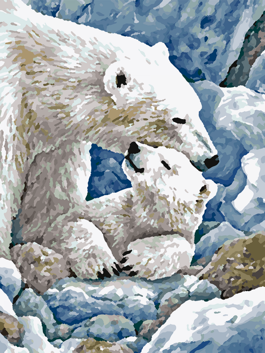 Картина по номерам без подрамника «Белые медведи» 40x30 см Картина по номерам без подрамника «Белые медведи» 40x30 см