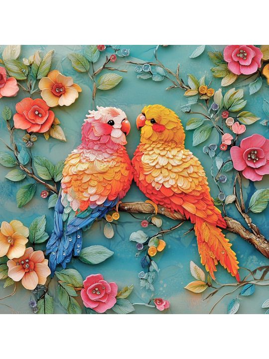 Алмазная мозаика без подрамника «Попугаи» 40x40 см