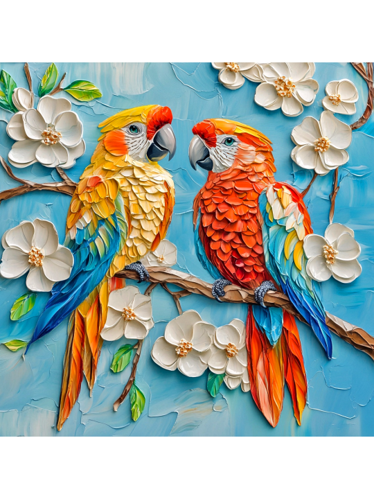 Алмазная мозаика без подрамника «Попугаи» 30x30 см