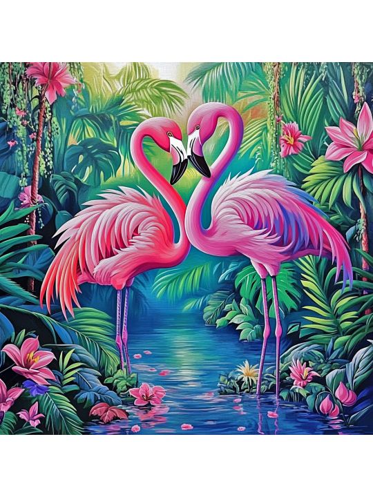 Алмазная мозаика без подрамника «Фламинго» 30x30 см
