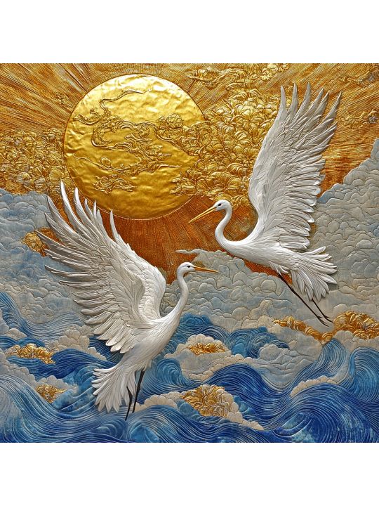 Алмазная мозаика без подрамника «Журавли» 100x100 см