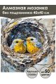 Алмазная мозаика без подрамника «Птенцы» 40x40 см