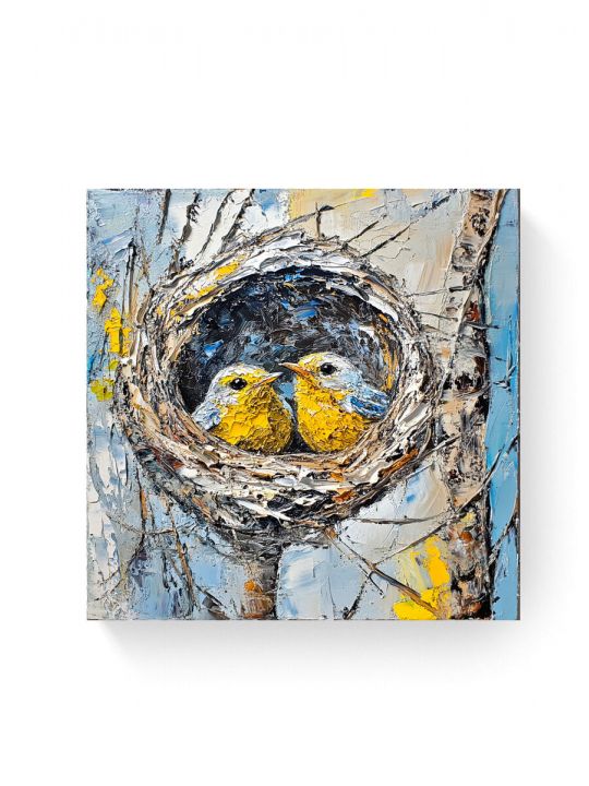 Алмазная мозаика на подрамнике «Птенцы» 30x30 см