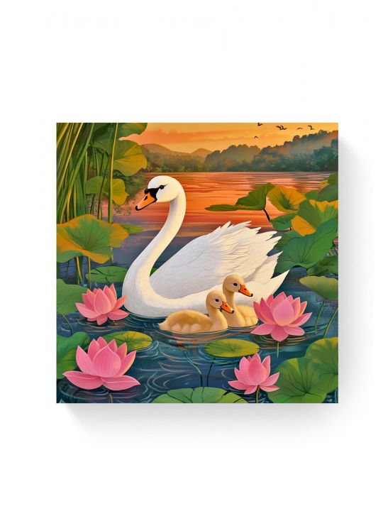 Алмазная мозаика на подрамнике «Лебеди» 30x30 см