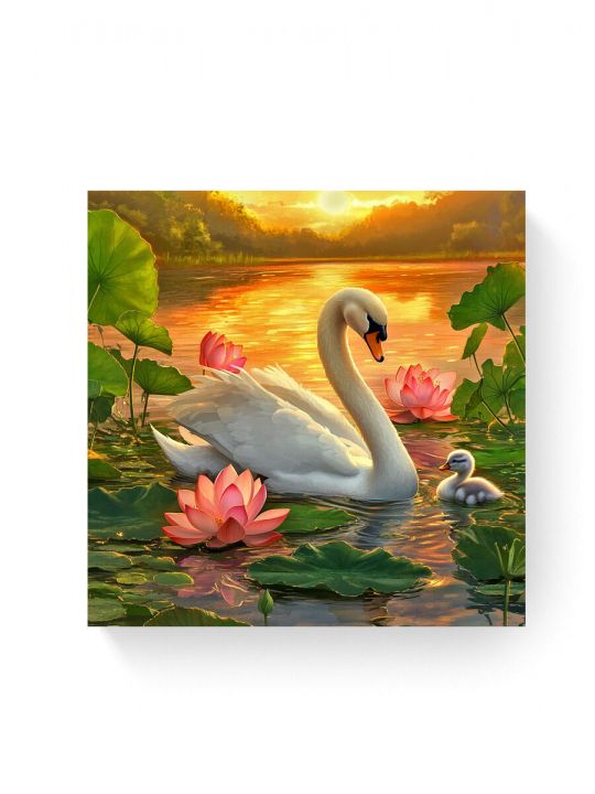 Алмазная мозаика на подрамнике «Лебеди» 40x40 см