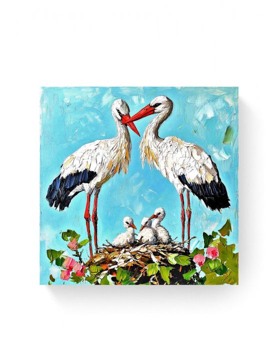 Алмазная мозаика на подрамнике «Аисты» 30x30 см