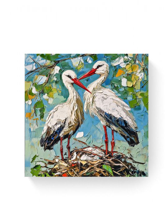 Алмазная мозаика на подрамнике «Аисты» 50x50 см