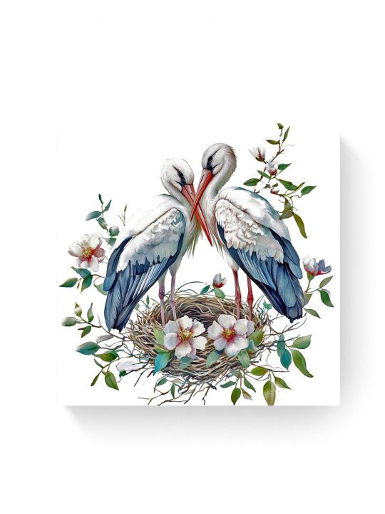 Алмазная мозаика на подрамнике «Аисты» 40x40 см