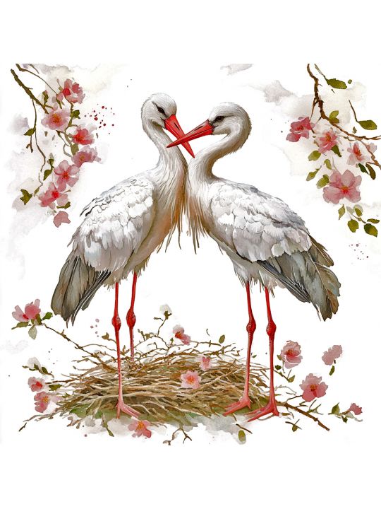 Алмазная мозаика без подрамника «Аисты» 40x40 см