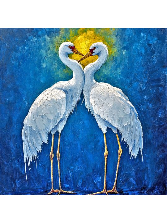Алмазная мозаика без подрамника «Журавли» 30x30 см