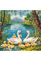 Алмазная мозаика без подрамника «Лебеди» 40x40 см