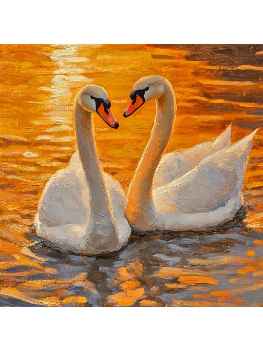 Алмазная мозаика без подрамника «Лебеди» 40x40 см