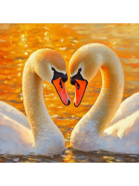 Алмазная мозаика без подрамника «Лебеди» 40x40 см