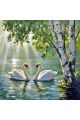 Алмазная мозаика без подрамника «Лебеди» 30x30 см