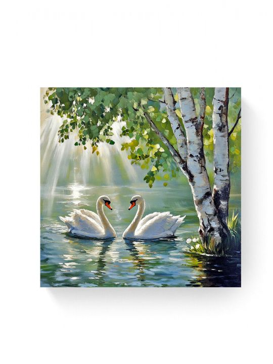 Алмазная мозаика на подрамнике «Лебеди» 40x40 см
