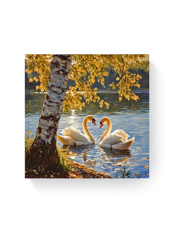 Алмазная мозаика на подрамнике «Лебеди» 40x40 см