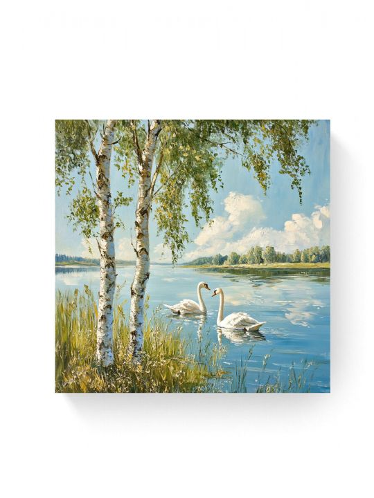 Алмазная мозаика на подрамнике «Лебеди» 70x70 см