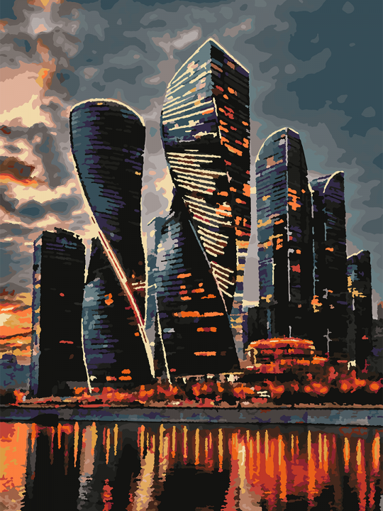 Картина по номерам без подрамника «Небоскрёбы» 70x50 см