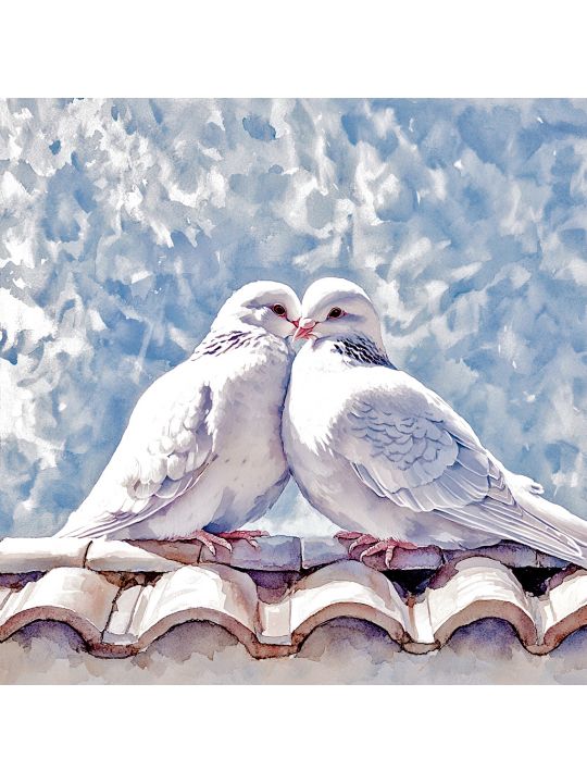 Алмазная мозаика без подрамника «Голубки» 90x90 см