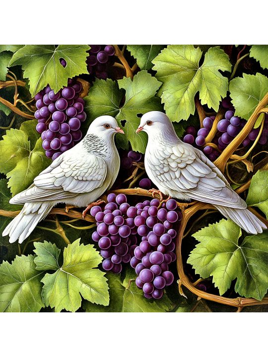Алмазная мозаика без подрамника «Голубки» 40x40 см