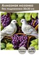 Алмазная мозаика без подрамника «Голубки» 30x30 см, 40 цветов