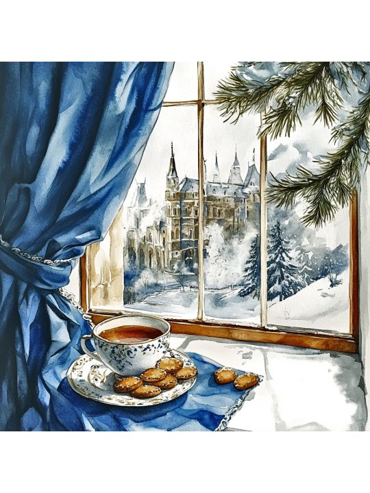 Алмазная мозаика без подрамника «Чашка кофе» 30x30 см
