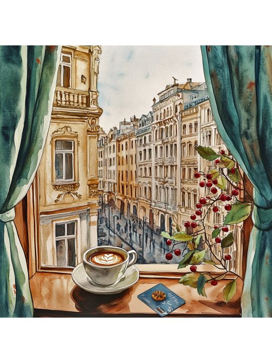 Алмазная мозаика без подрамника «Кофе» 50x50 см