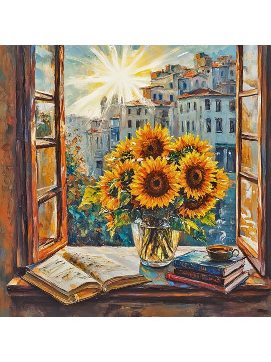 Алмазная мозаика без подрамника «Подсолнухи» 30x30 см